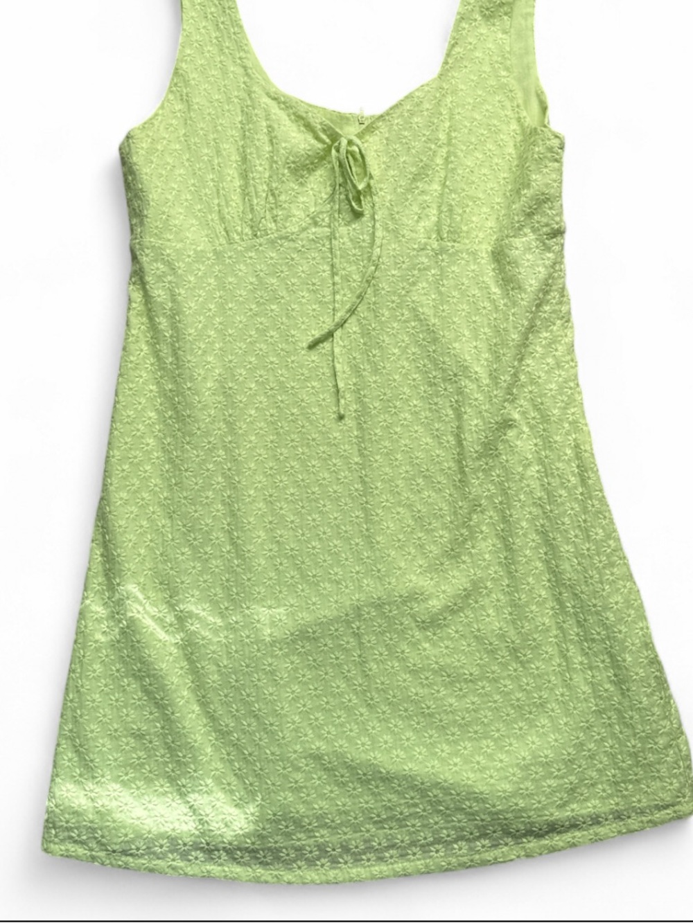 Y2K Vibes Floral Embroidered Lime Green Babydoll Summer Dress XL Coquette Femme